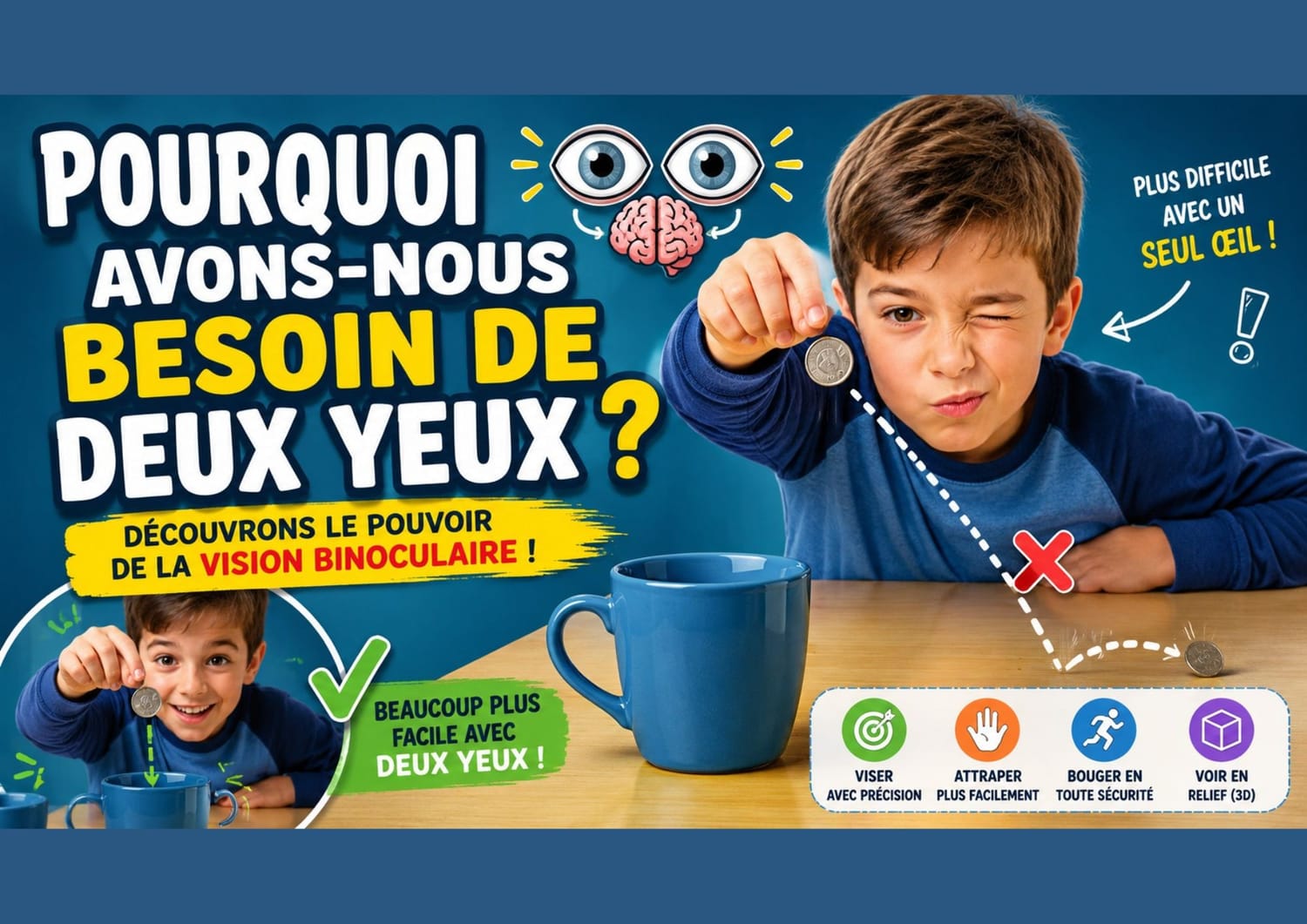 EXPÉRIENCE : Pourquoi avons-nous 2 yeux ?