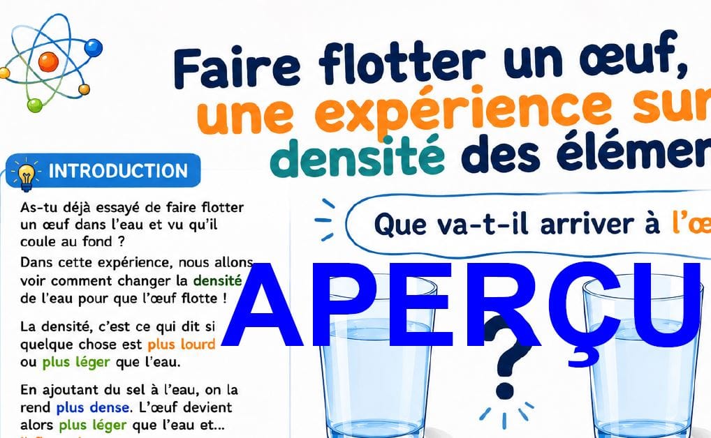 Extrait Faire flotter un œuf 2