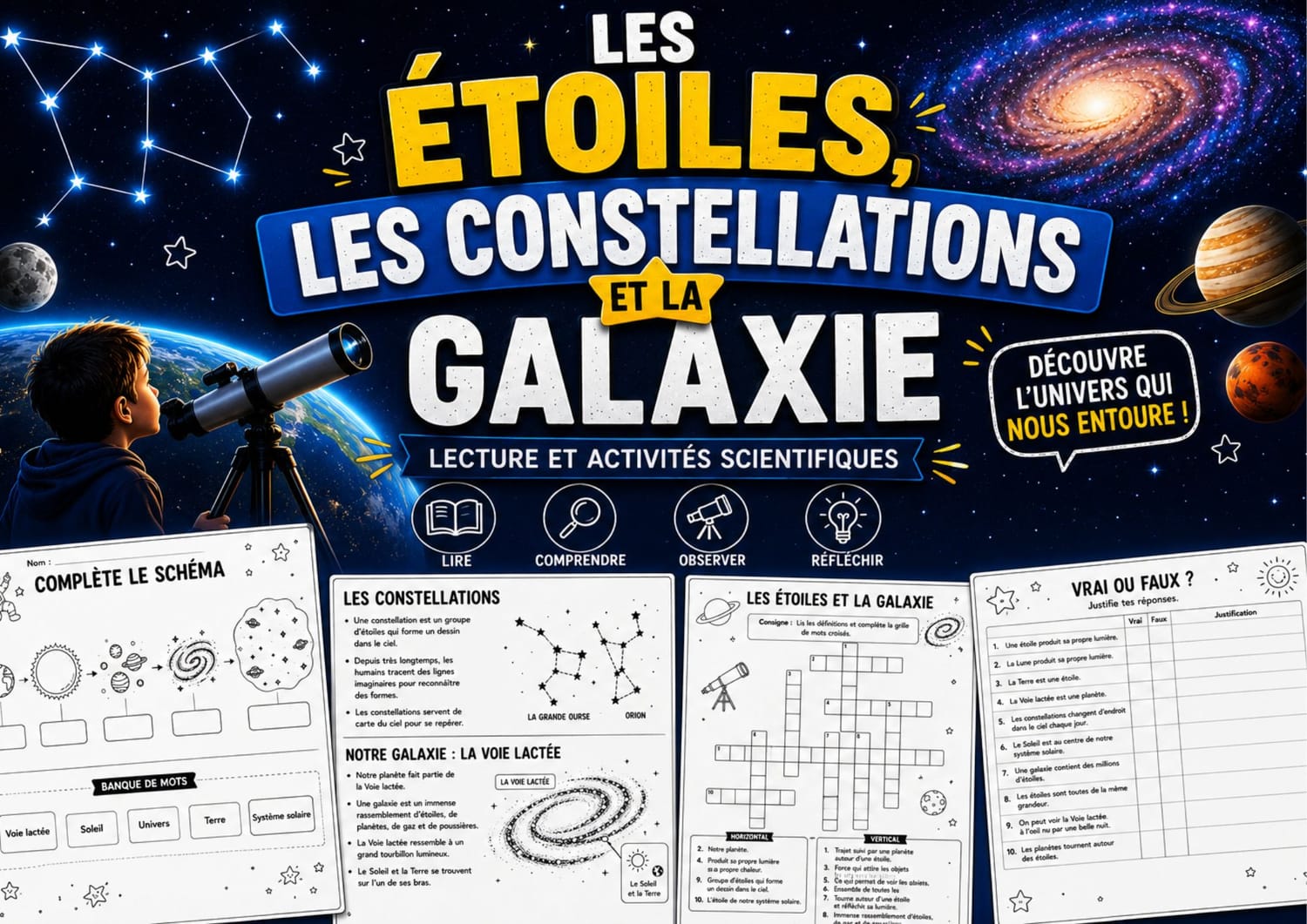 Les étoiles, les constellations et la galaxie