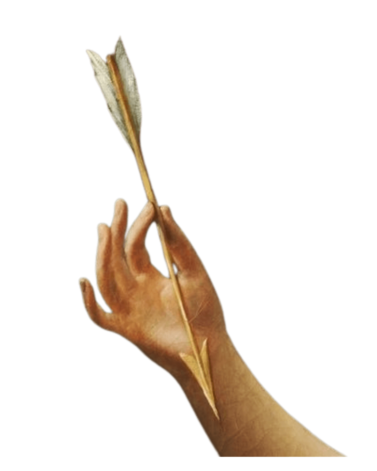 Mano con flecha dorada