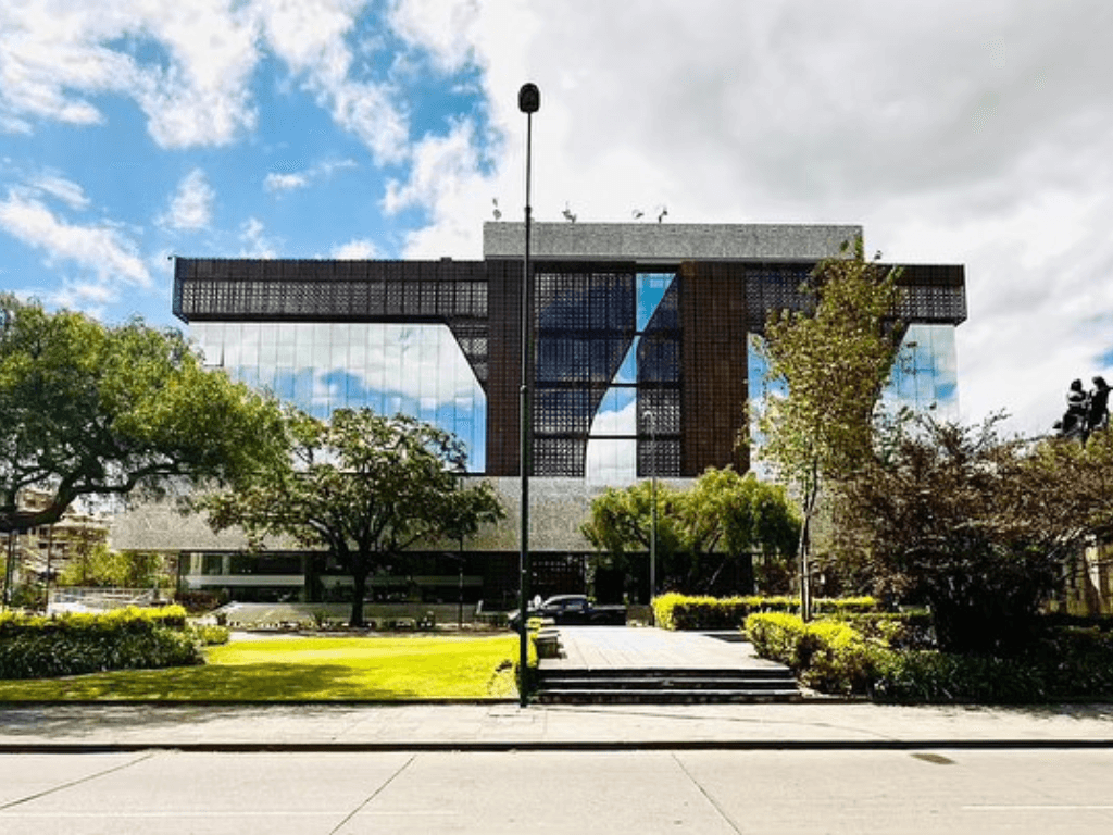 Main Pichincha bank branch in Avenue Solano in Cuenca Ecuador from the front