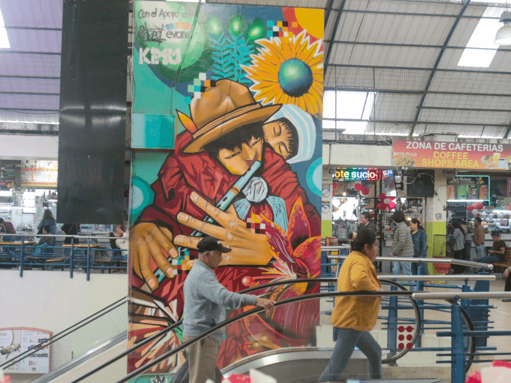 Different bank and cooperative ATMs outside a Coral in Cuenca Ecuador