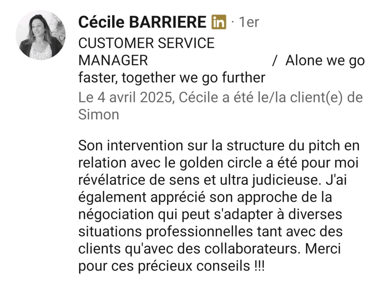 témoignage client Cécile