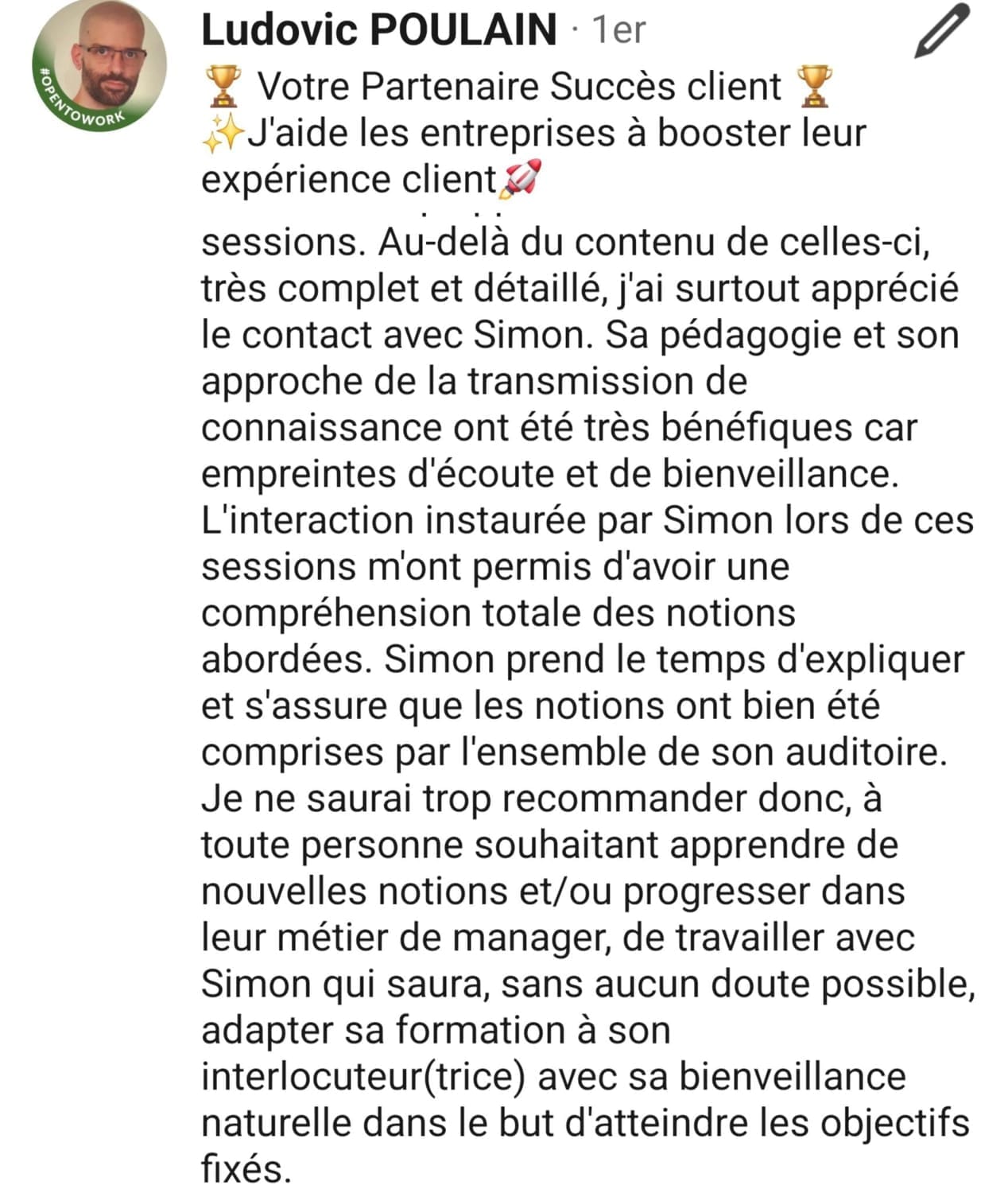 témoignage client Ludovic