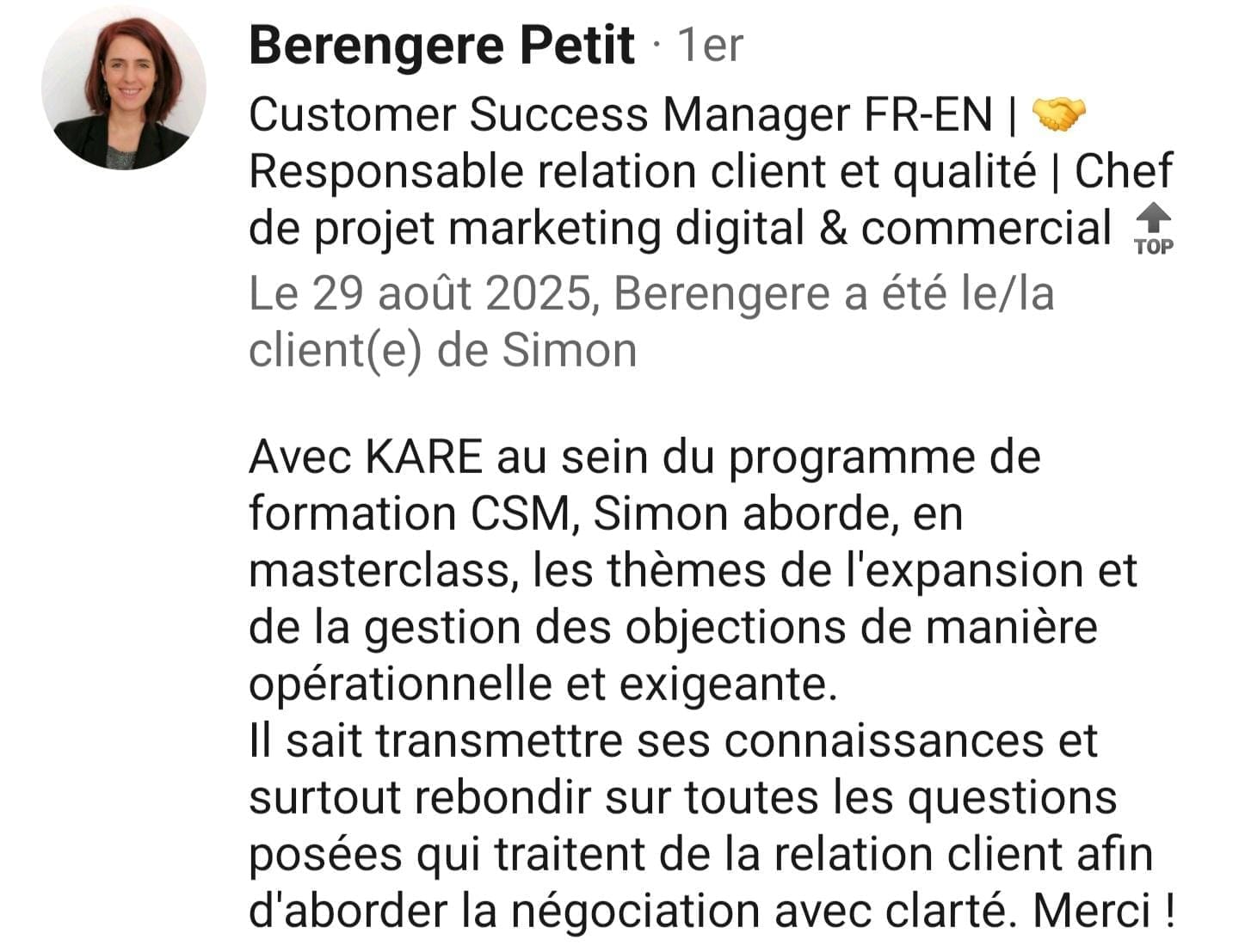témoignage client Berengere