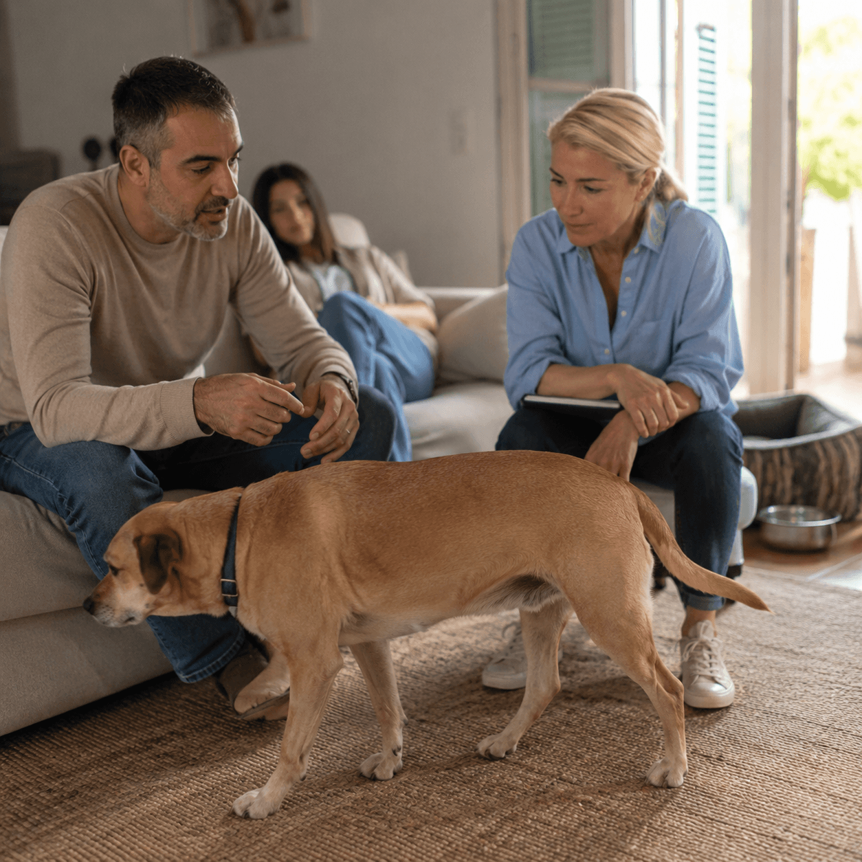 Consulta de Natural Tempos con una familia y su perro
