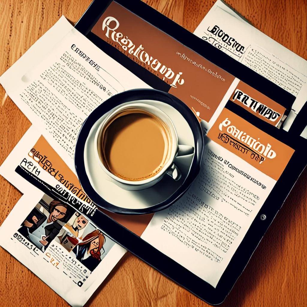 relationship magazine tablet coffee