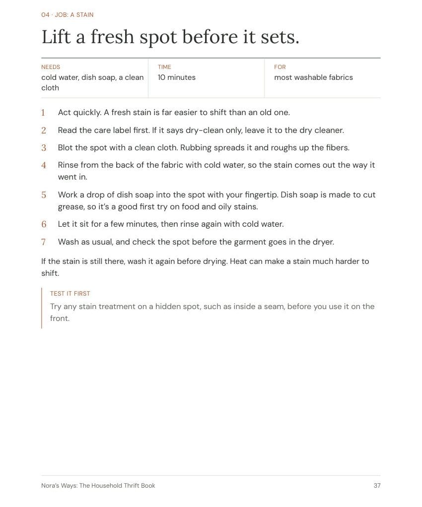 Page from the Thrift Book: Lift a fresh spot before it sets