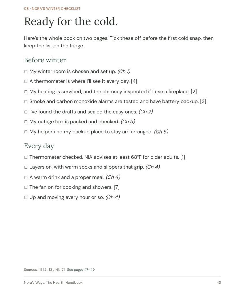 Page from the Hearth Handbook: The winter checklist