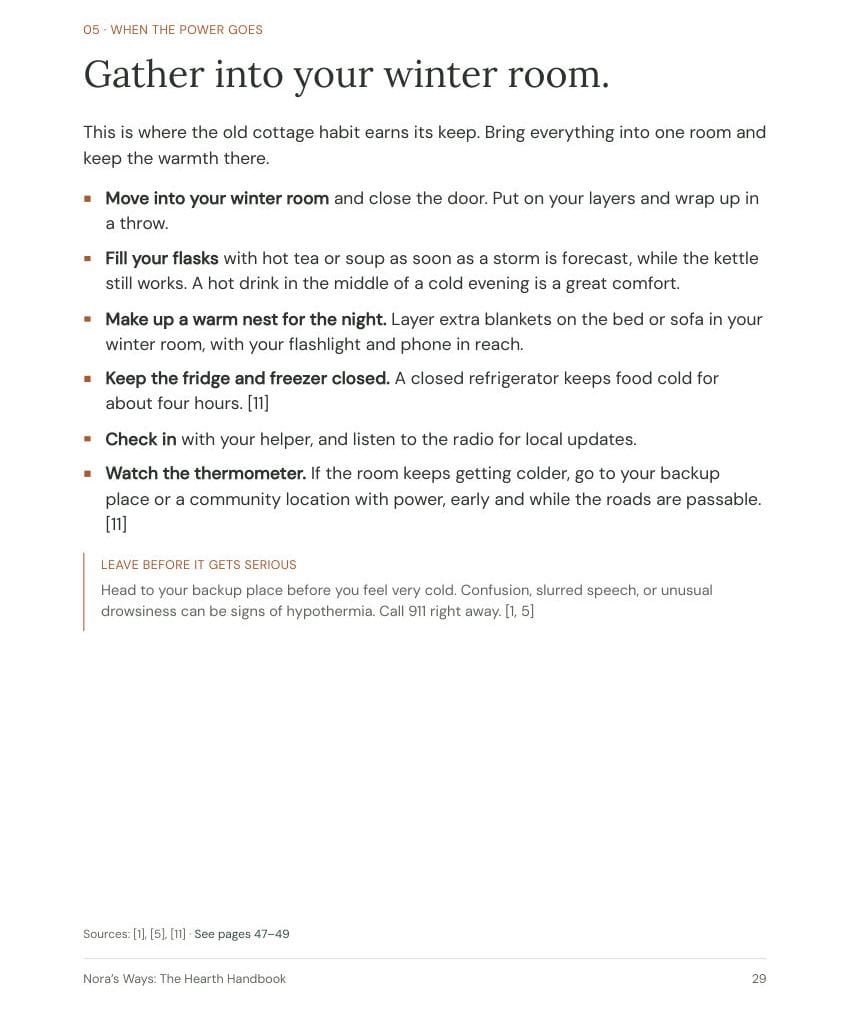 Page from the Hearth Handbook: Gather into your winter room