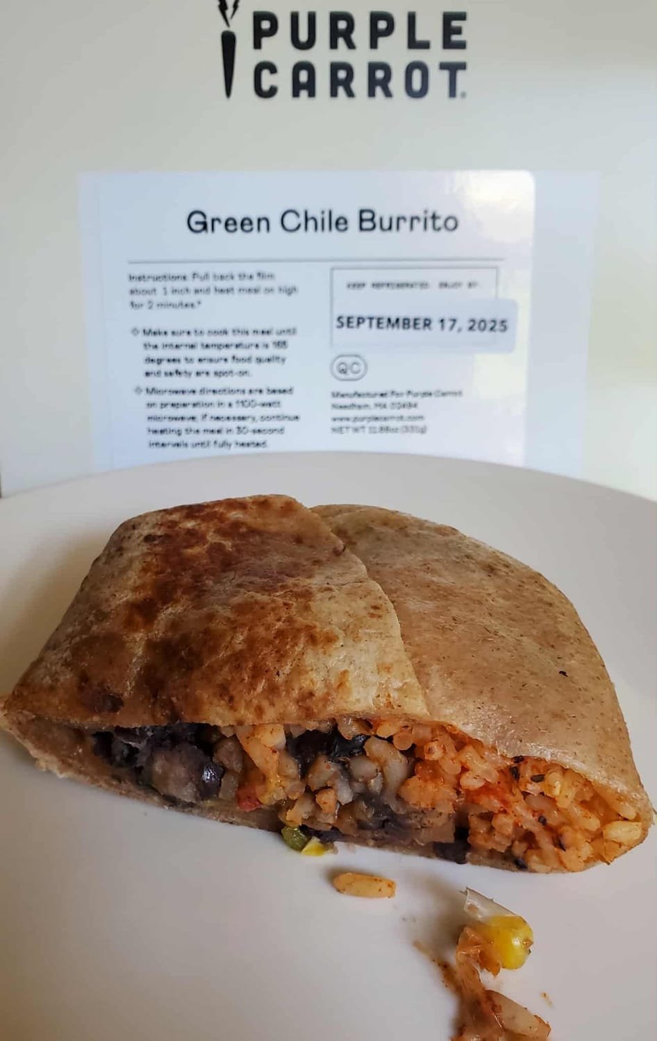 Green Chile Burrito, Vegan Ready-Made Meal 
