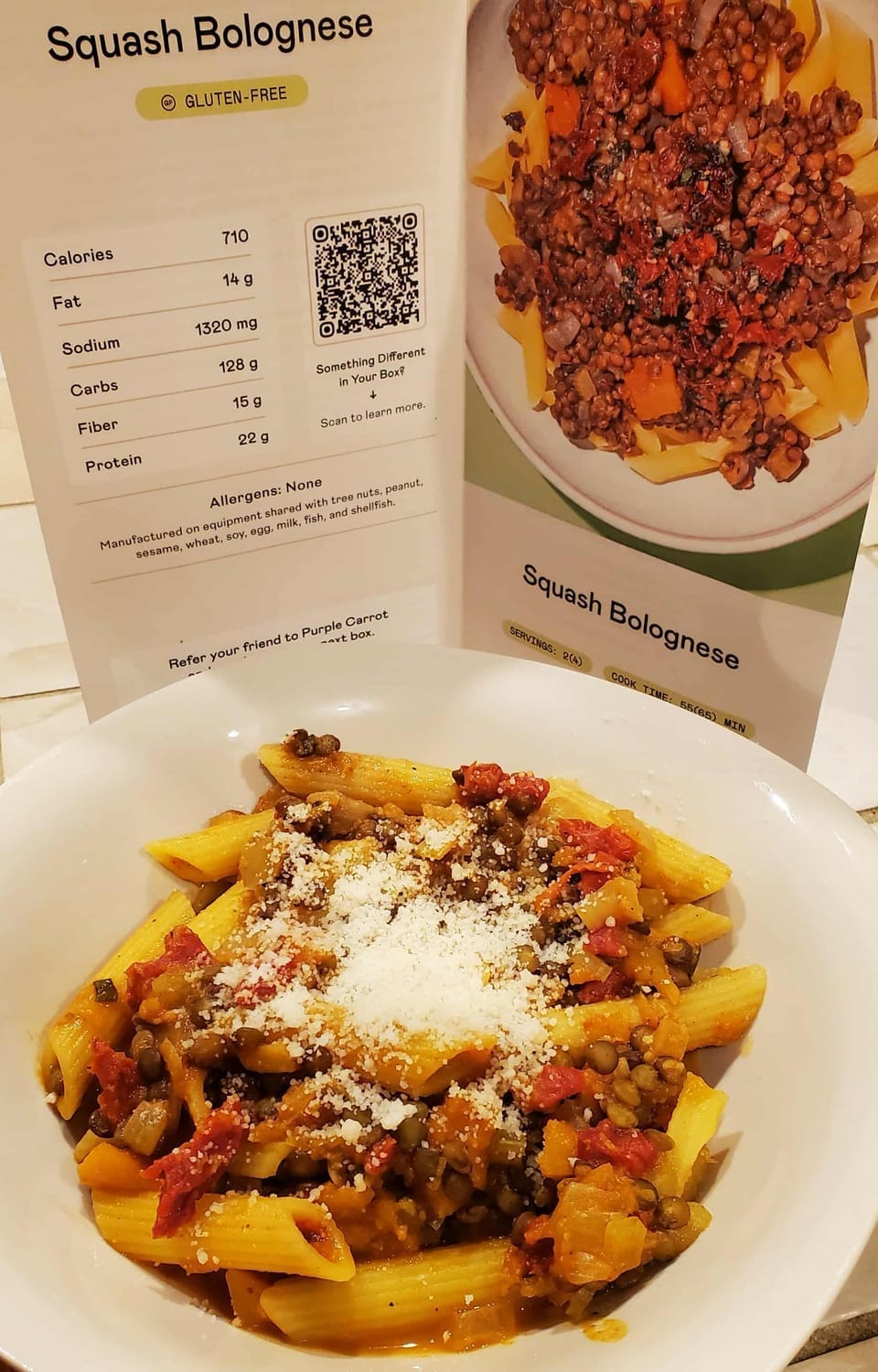 Purple Carrot Vegan Squash Bolognese (Meal Kit Delivery Service) 