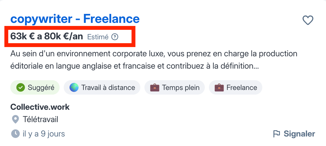 Rémunération copywriter