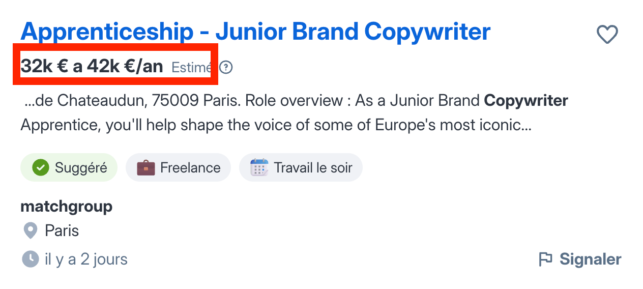 Rémunération copywriter