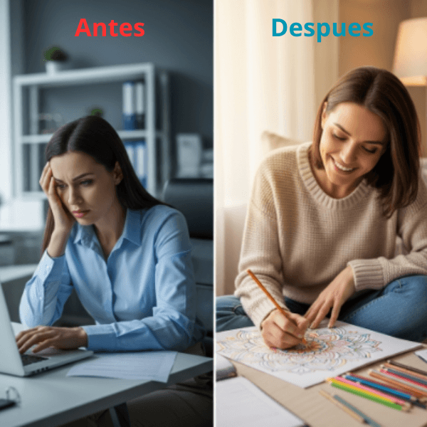 Comparación antes y después de usar mandalas