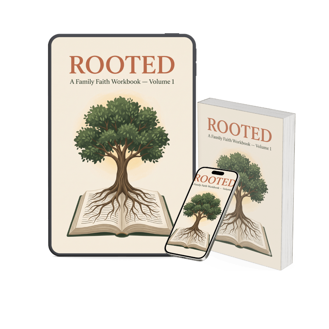 ROOTED — A Family Faith Workbook bundle with the quick-start guide and family calendar