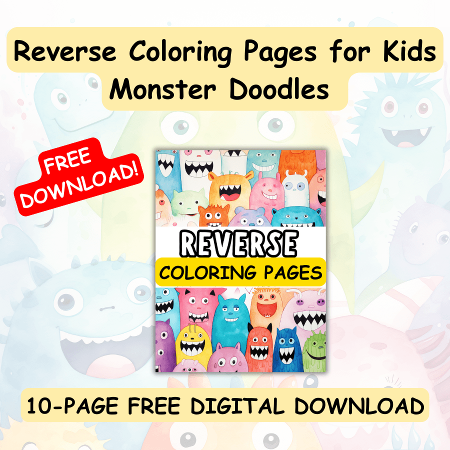 cute monsters reverse coloring book for kids 