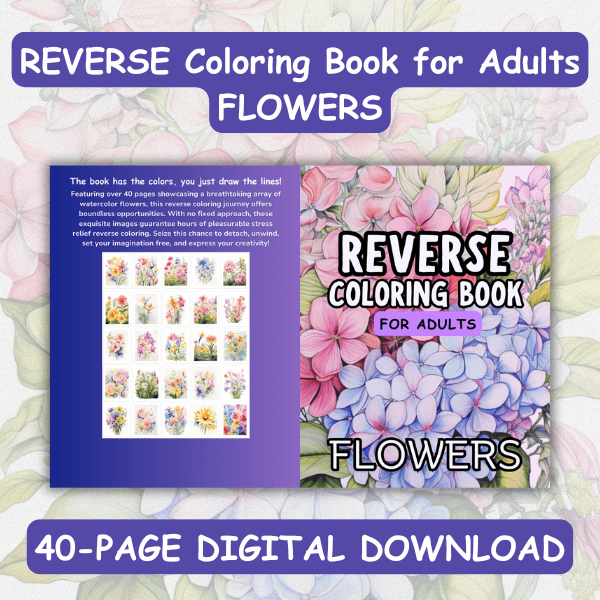flowers reverse coloring book