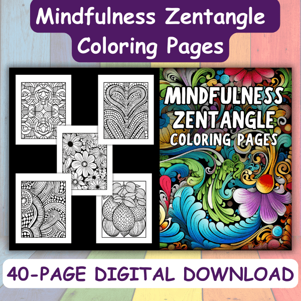 mindfulness zentangle coloring book cover