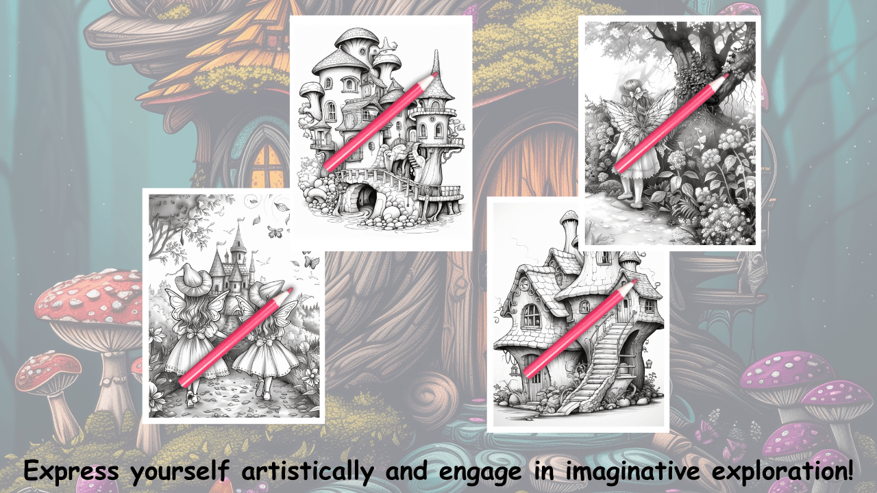 enchated forest with mushrooms and fairies