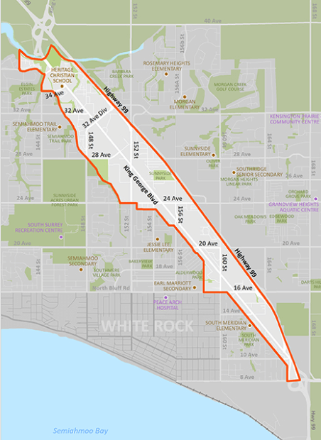 King George Corridor map, South Surrey
