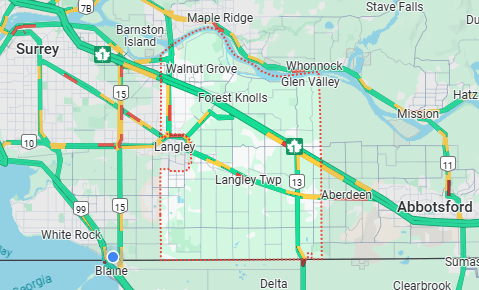 Map of Langley, BC