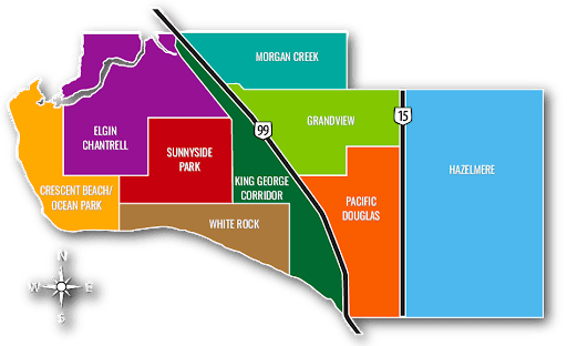 South Surrey and White Rock neighbourhood map
