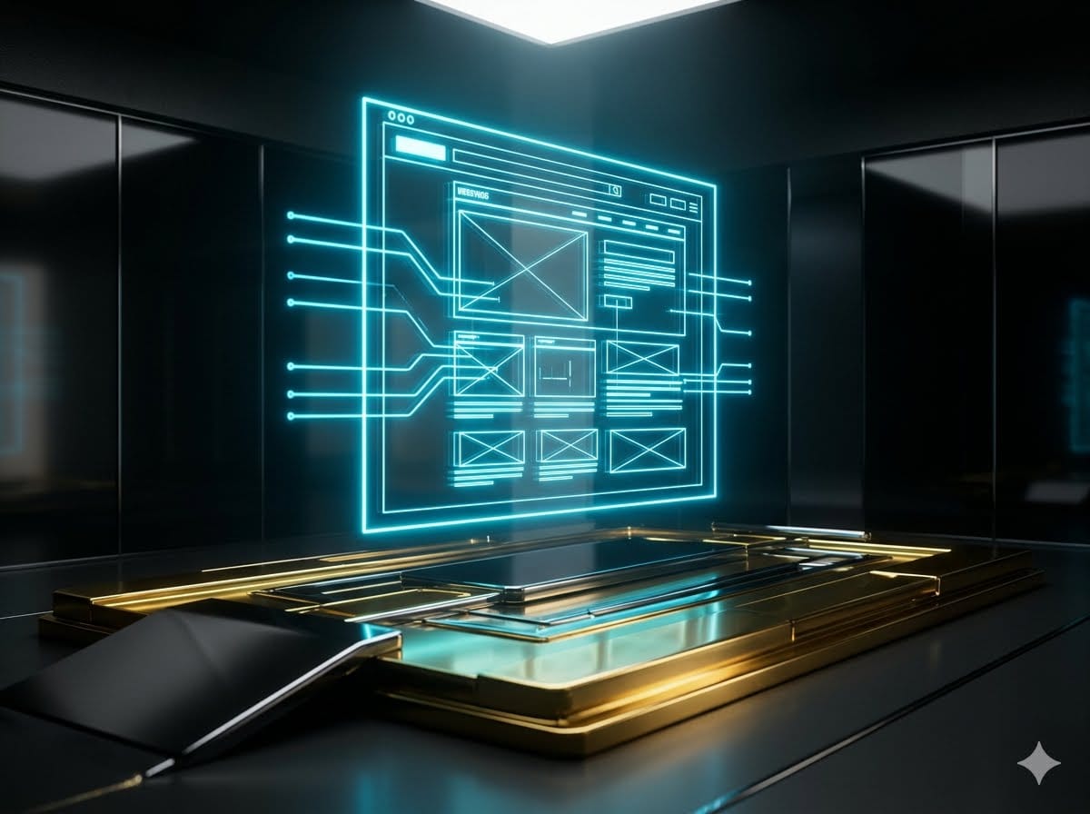 A precise technical layout schematic mapping out the optimal visual hierarchy and friction-free payment blocks for a premium digital landing page using the Exitus Elite business architecture as a core educational case study. Lesson From Lead Educator Raul Gonzalez.