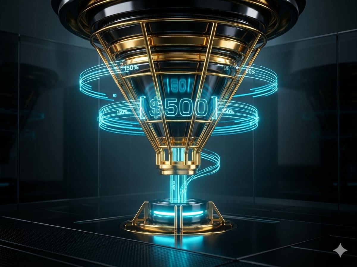 An advanced structural blueprint highlighting the automated lead acquisition nodes and mid-ticket sales routing pipelines for a $500 package funnel using the Exitus Elite business architecture as a core educational case study. Lesson From Lead Educator Raul Gonzalez. Registry ID : RGMC-L009 - Lesson Unit 0.9