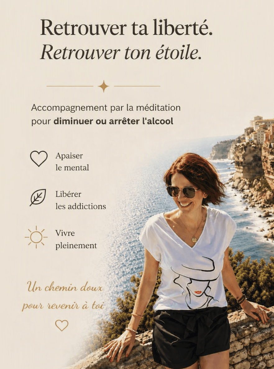 Femme au bord de la mer – accompagnement par la méditation pour diminuer ou arrêter l’alcool