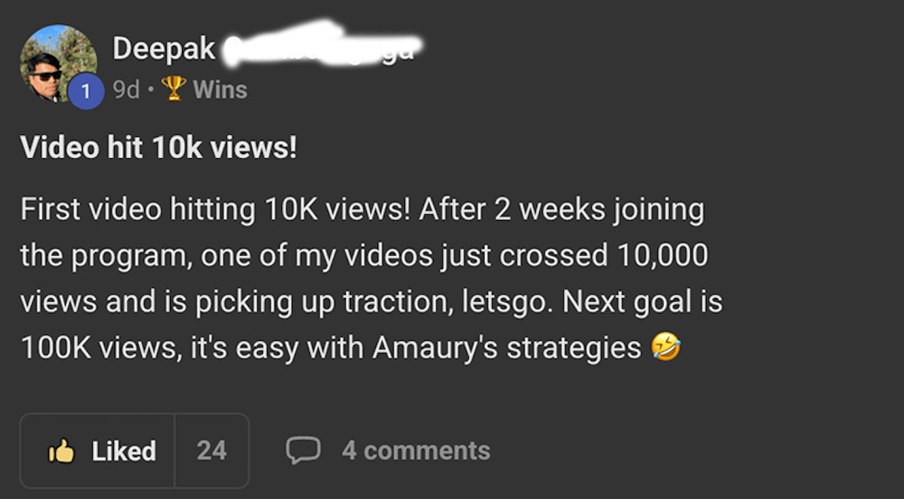 Preuve — Deepak · Sa première vidéo à 10 000 vues