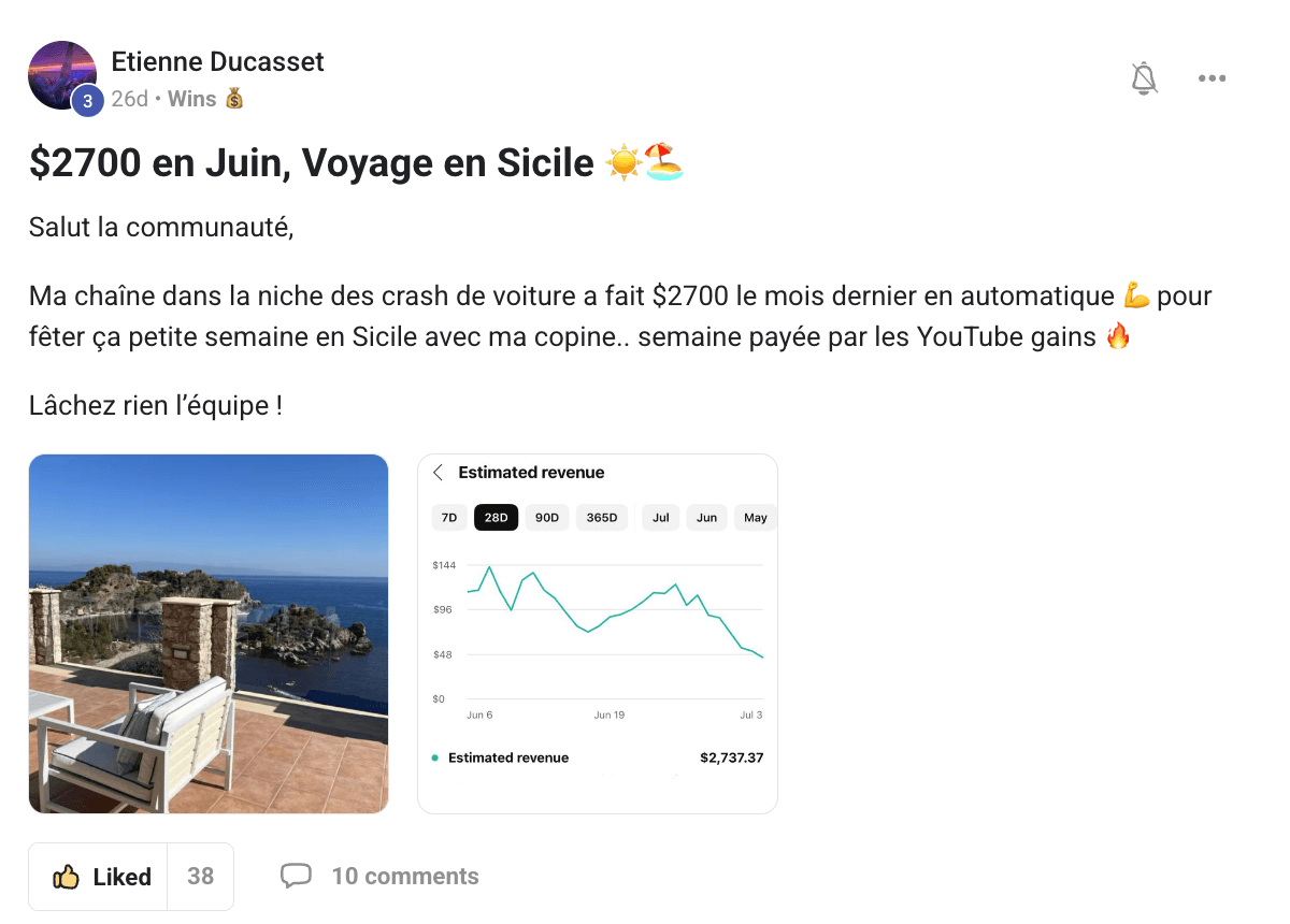 Preuve — Etienne · $2 700 en Juin