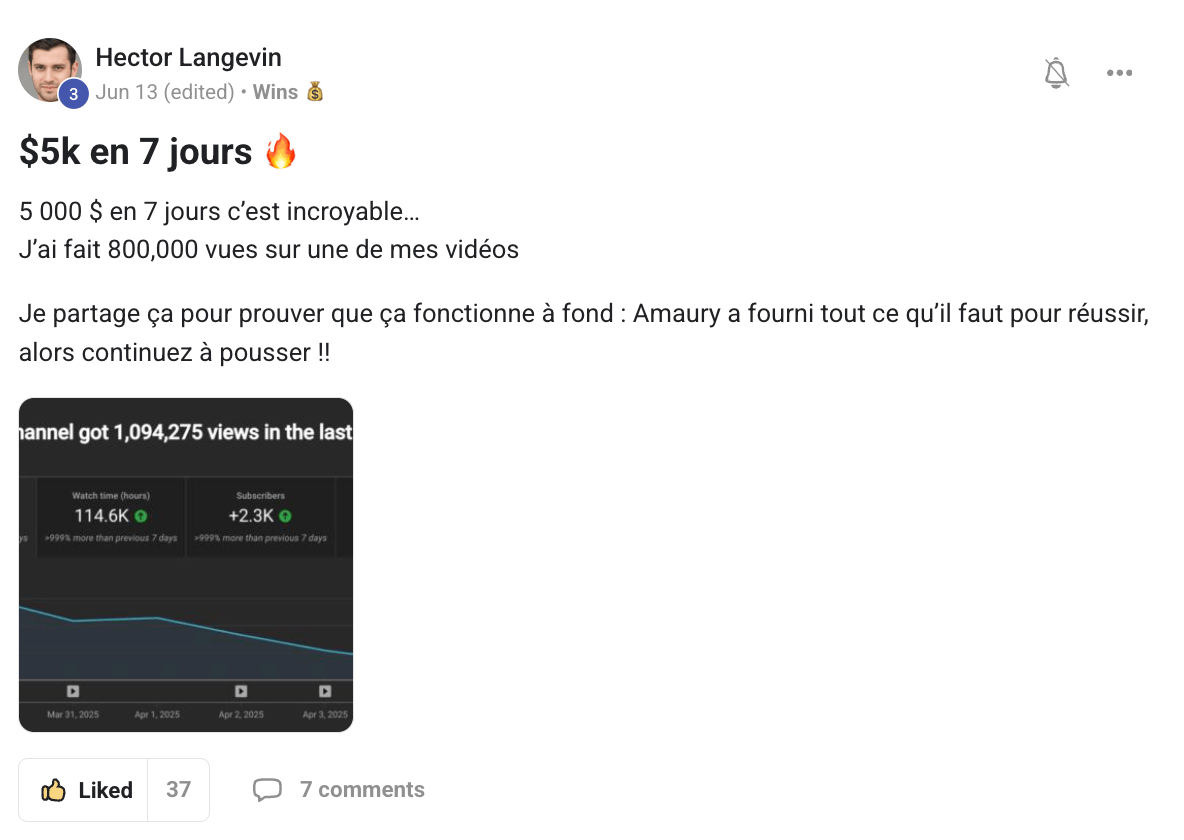 Preuve — Hector · $5 000 en 7 jours