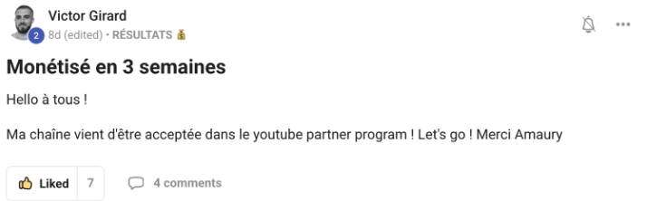 Preuve — Victor · Monétisé en 3 semaines