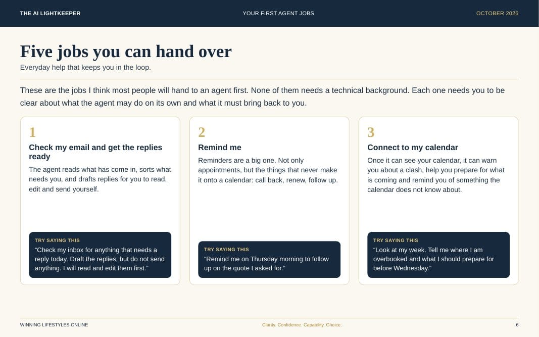 Page from the October issue: Five jobs you can hand over