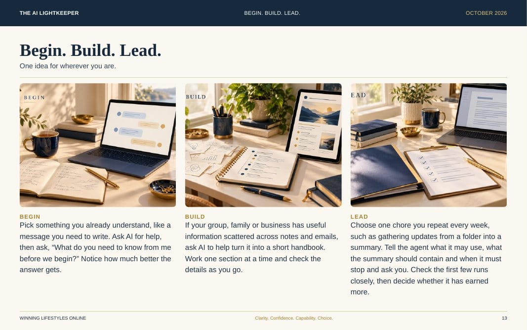 Page from the October issue: Begin. Build. Lead.
