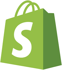 Shopify logo. A green shopping bag with a white S written on the side. 