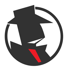 Spyfu logo. A spy guy in a black circle. 