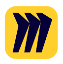 Miro Logo. A bold, dark blue "M" logo on a yellow circular background.