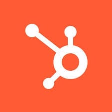 Hubspot logo. Orange square with a data icon in the center. 