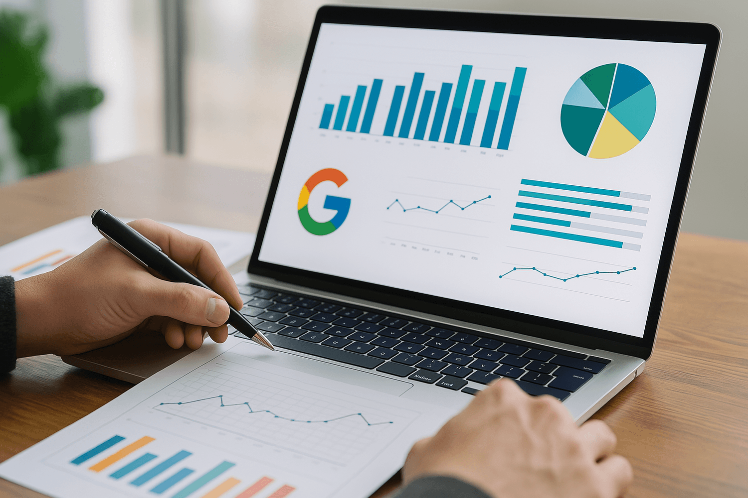 Audit de réputation en ligne : analyse des statistiques et graphiques Google sur ordinateur