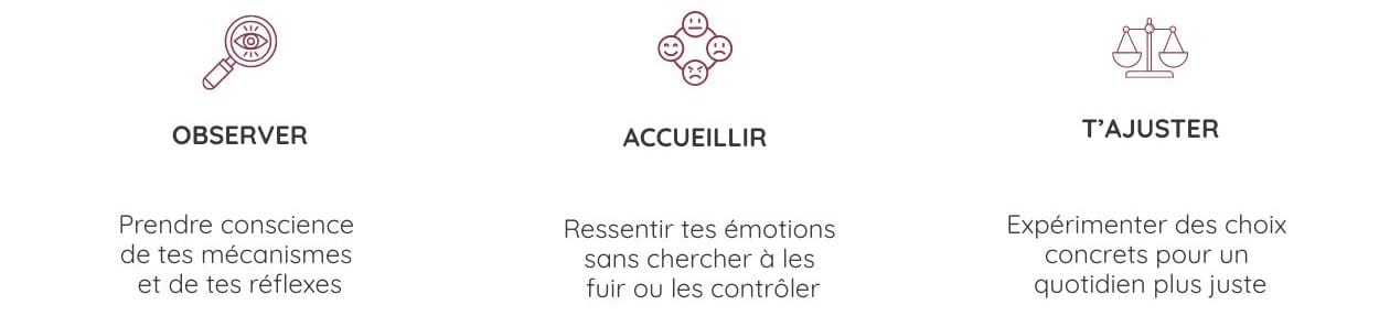 observer accueillir et ajuster ses reactions en pleine conscience