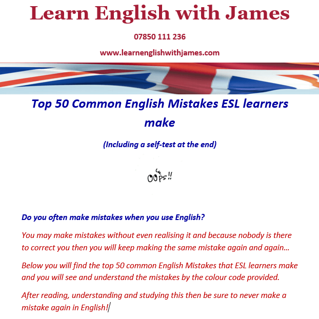 TOP 50 COMMON ENGLISH MISTAKES
