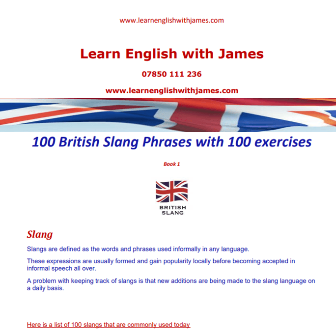 100 British slang phrases with 100 exercises