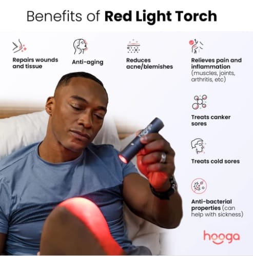 The Hooga Red Light Torch offers a range of benefits in a quick three minute treatment