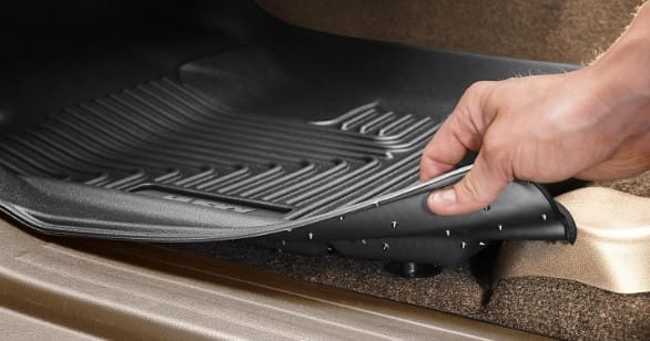 Custom-fit liner being installed