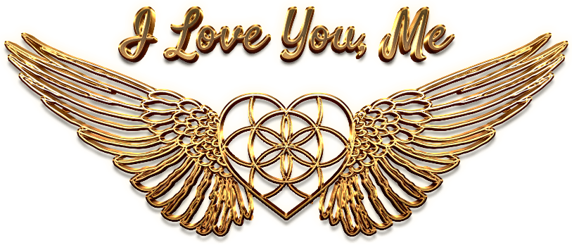 I love You, Me"® method logo - golden winged heart with flower of life by Tara Love Perry  