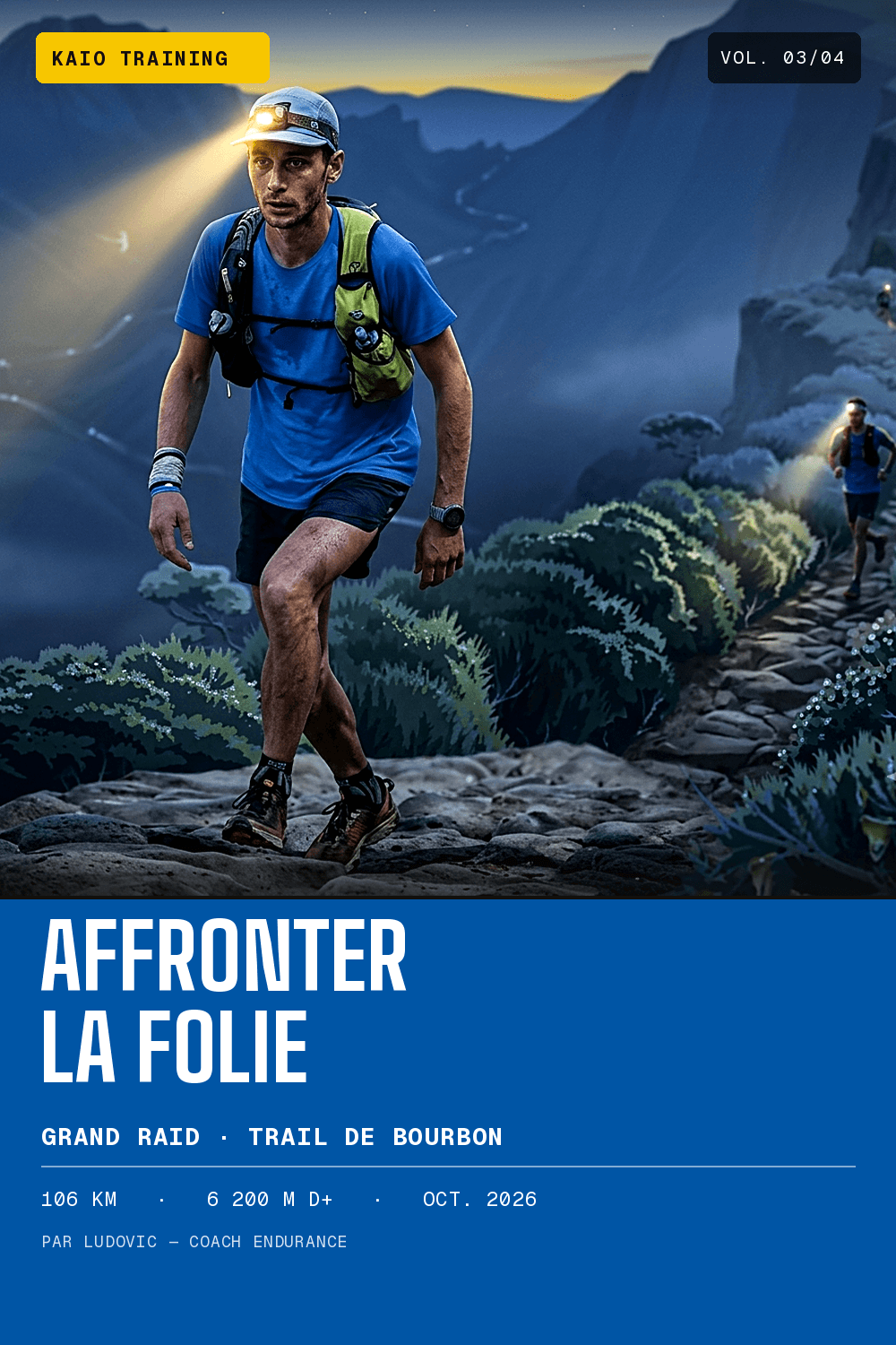 Guide Trail de Bourbon 2026 — Affronter la folie, couverture bleu profond
