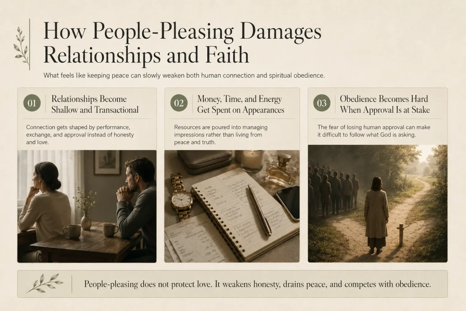 How people pleasing damages relationships and faith through appearances, approval, and weakened obedience.