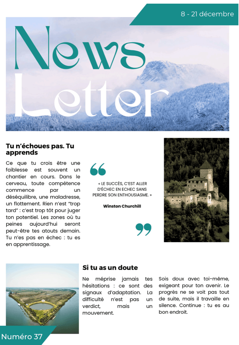 Page de la newsletter — compte-rendu de lecture